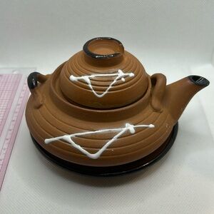Vintage Handmade Ceramic Japanese Teapot 4 piece, artisan imperfections